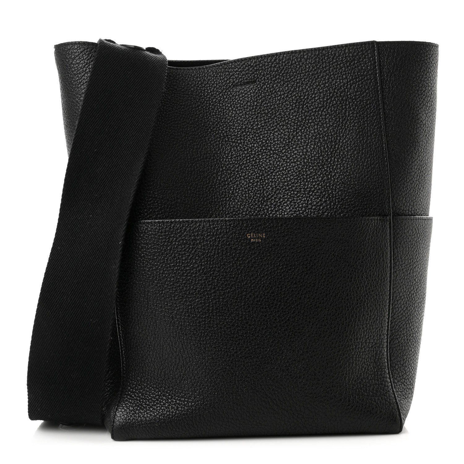 Celine Soft Grained Calfskin Sangle Bucket Bag Black 1 of 10