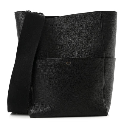 Celine Soft Grained Calfskin Sangle Bucket Bag Black 1 of 10
