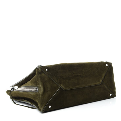 Balenciaga Baby Daim Suede Papier A4 Zip Around Tote Vert Militaire 4 of 10