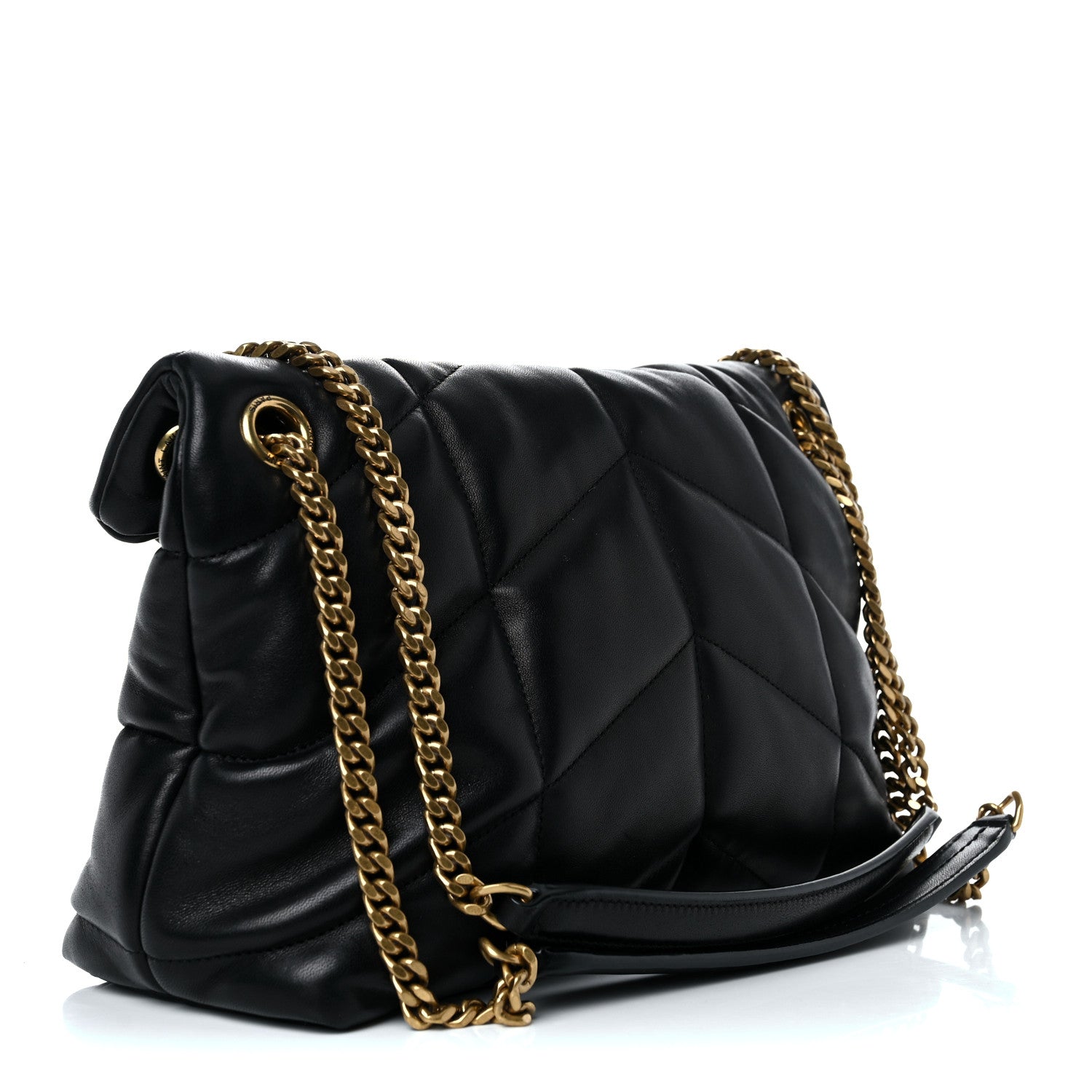 Saint Laurent Lambskin Quilted Small Loulou Puffer Monogram Chain Satchel Black 2 of 8