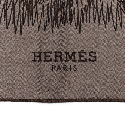 Hermes Cashmere Silk Touchez-Moi Shawl 140 Black Beige 2 of 4