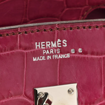 Hermes Shiny Niloticus Crocodile Birkin 25 Rose Scheherazade 6 of 14