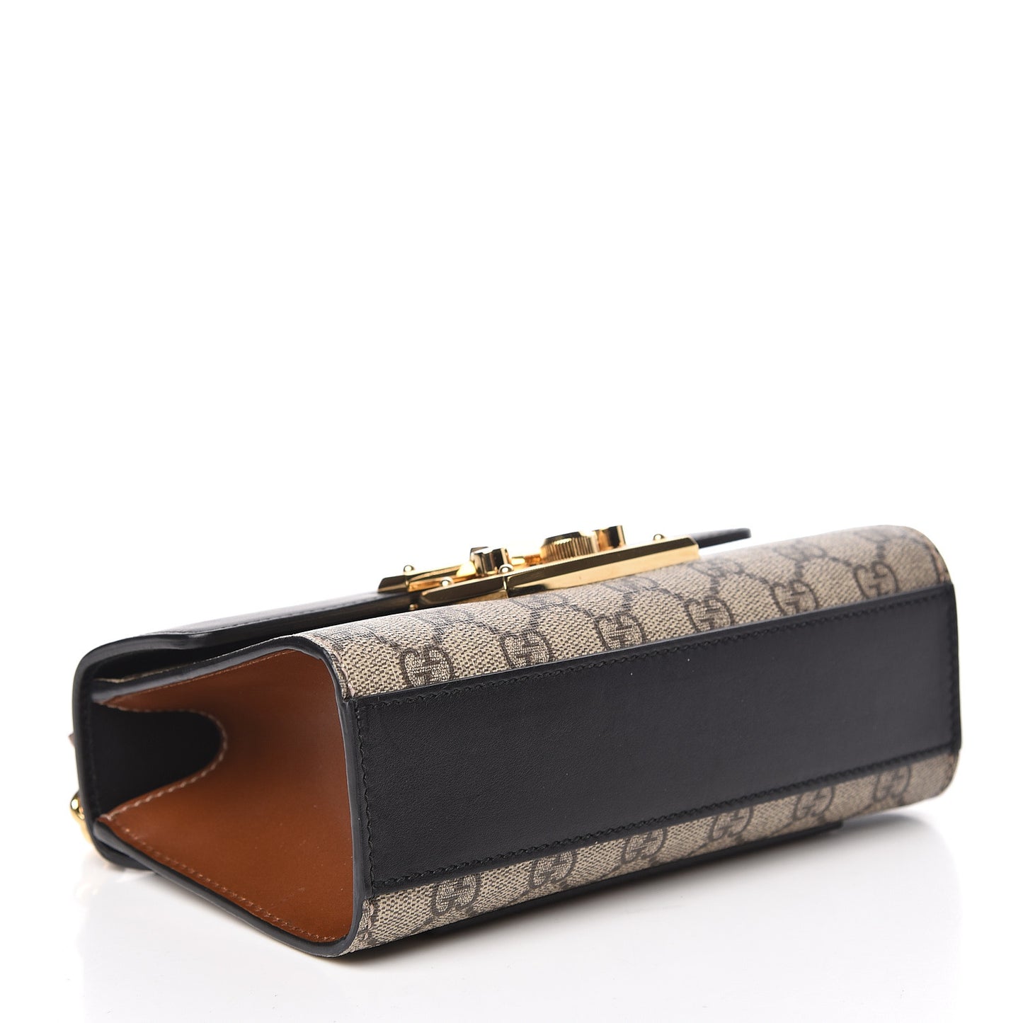 GG Supreme Monogram Calfskin Small Padlock Shoulder Bag Beige Black Cuir