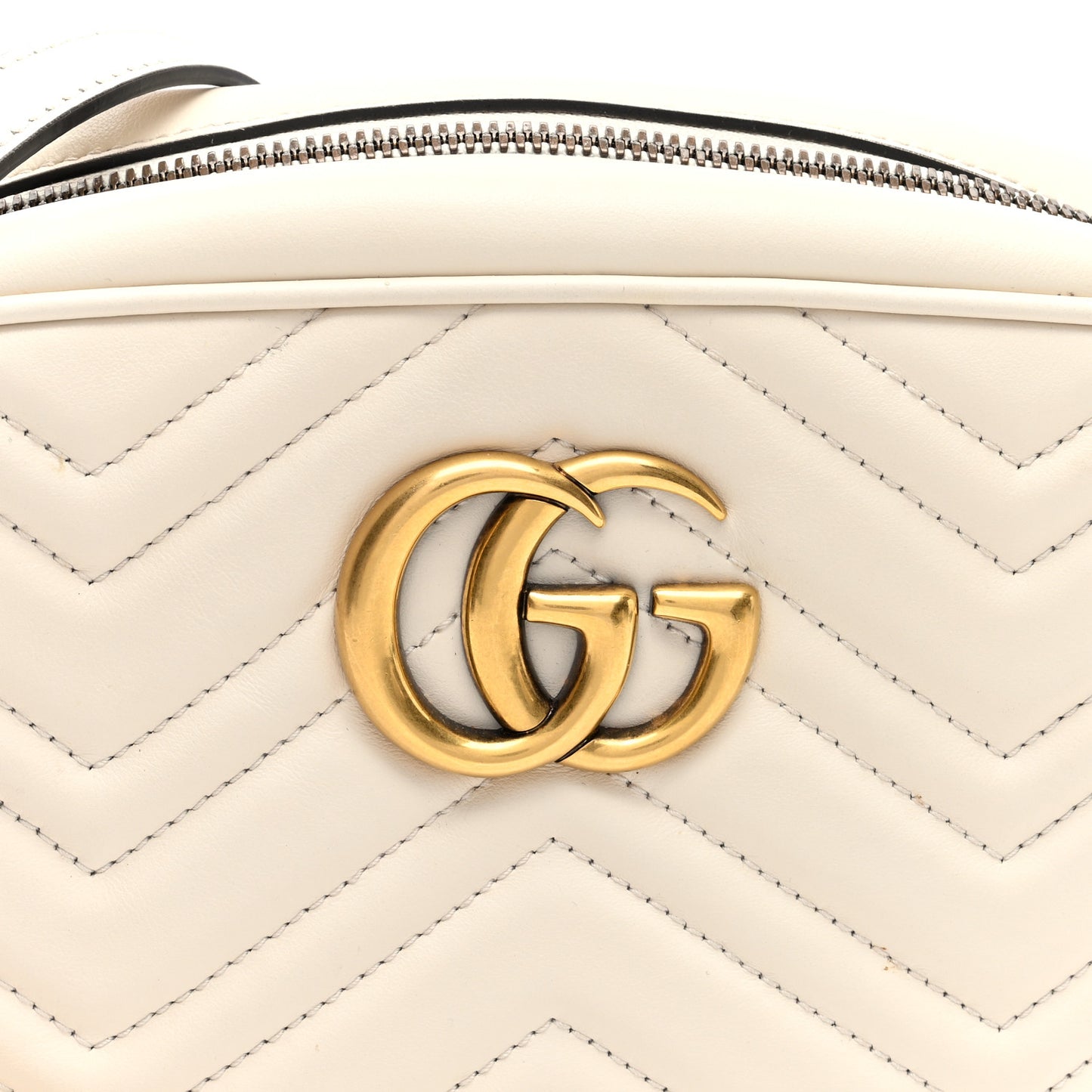 Calfskin Matelasse Small GG Marmont Chain Shoulder Bag White
