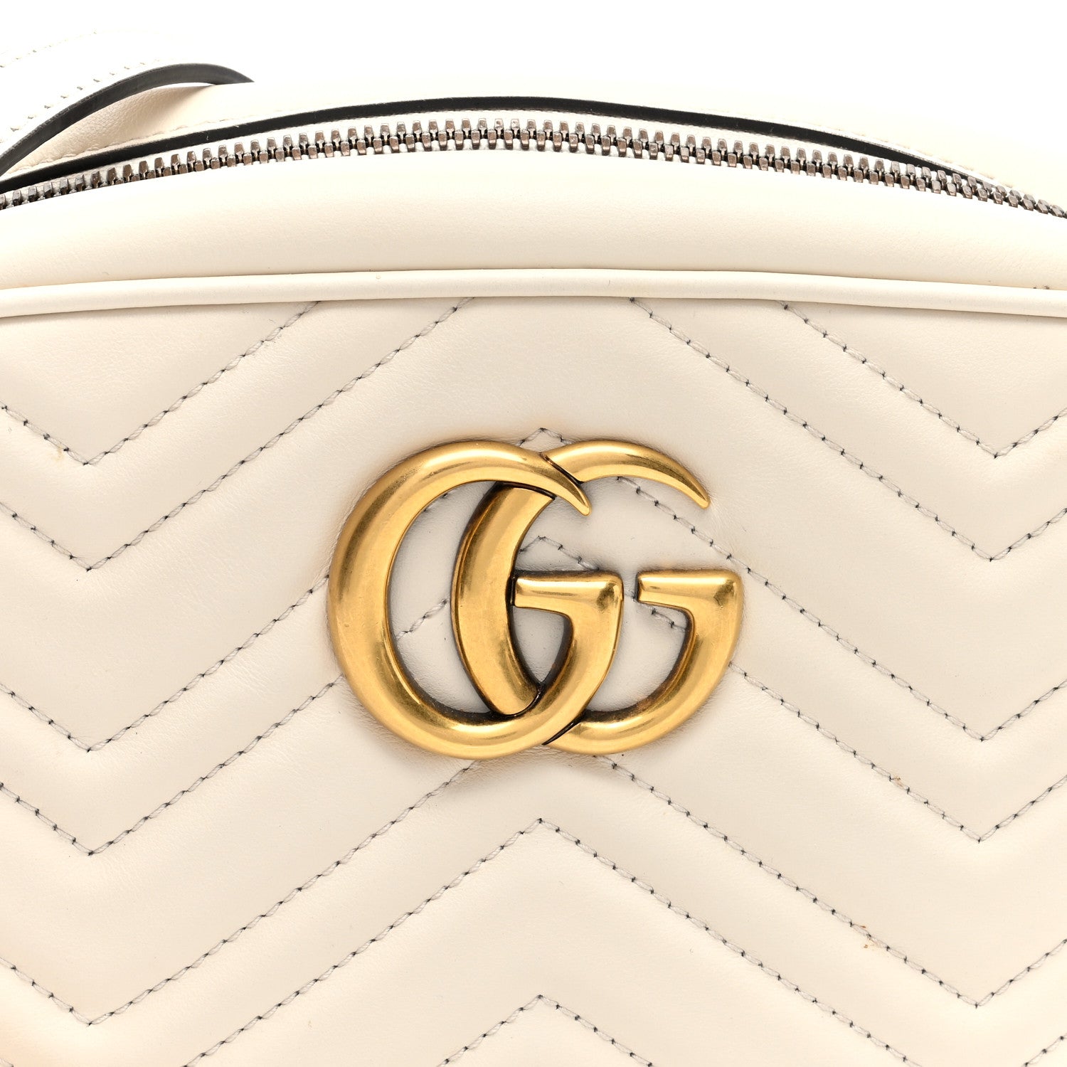 Gucci Calfskin Matelasse Small GG Marmont Chain Shoulder Bag White 8 of 10
