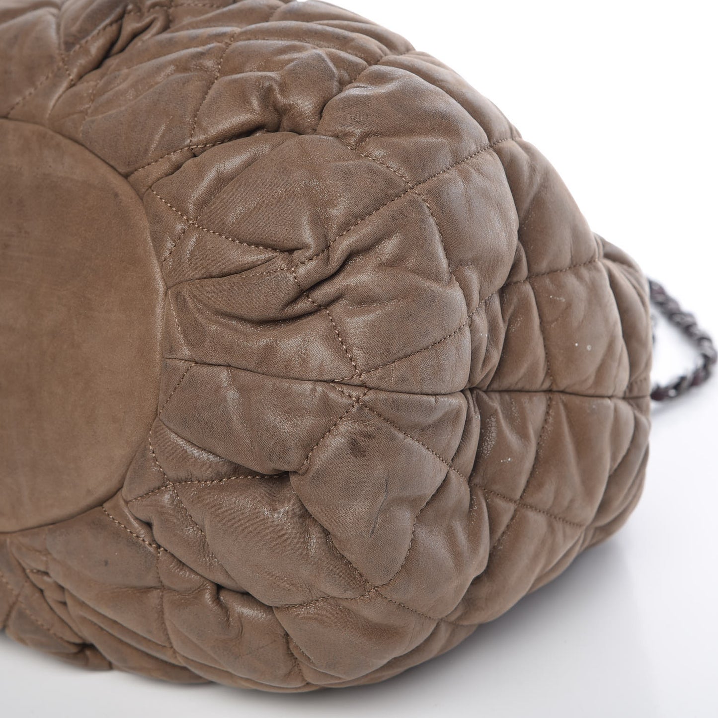 Iridescent Calfskin Quilted Large In The Mix Tote Khaki