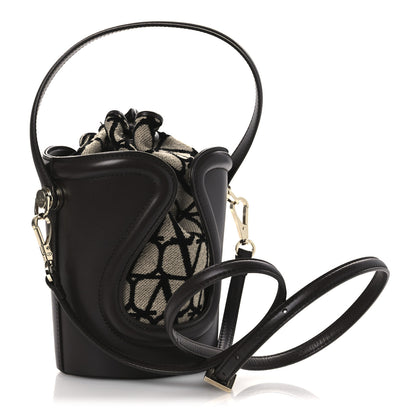 Valentino Garavani Toile Iconographe Nappa Le Cinquième Bucket Bag Naturale Black Fondant 3 of 15