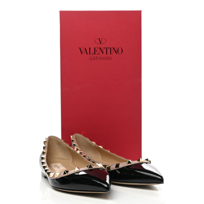Valentino Garavani Patent Nappa Rockstud Ballerina Flats 36.5 Black Poudre 9 of 9