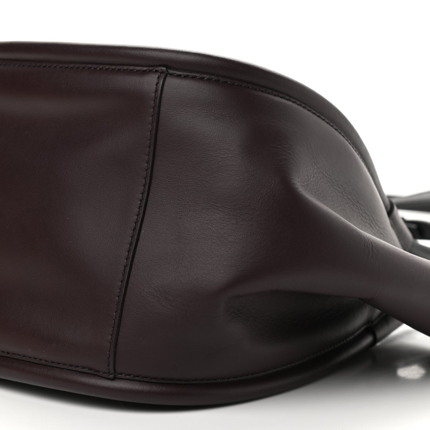 Calfskin Small Ruched Tote Chocolate Plum