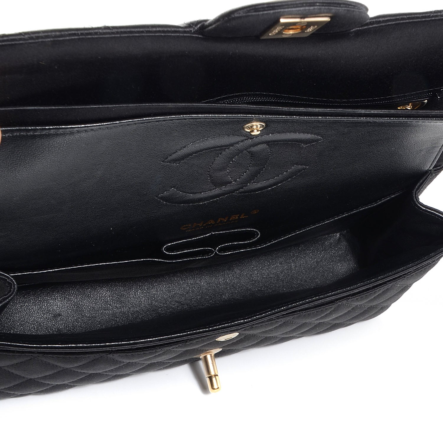 Chanel Satin Quilted Medium Double Flap Black 5 of 8