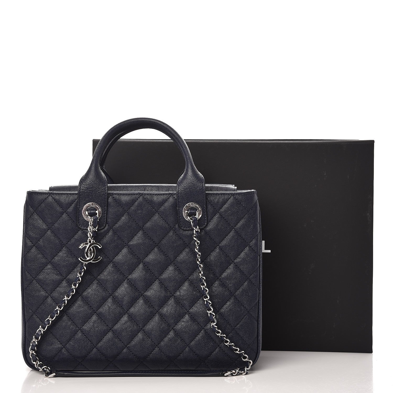 Chanel Caviar Quilted Urban Companion Top Handle Shopping Tote Blue 9 of 9