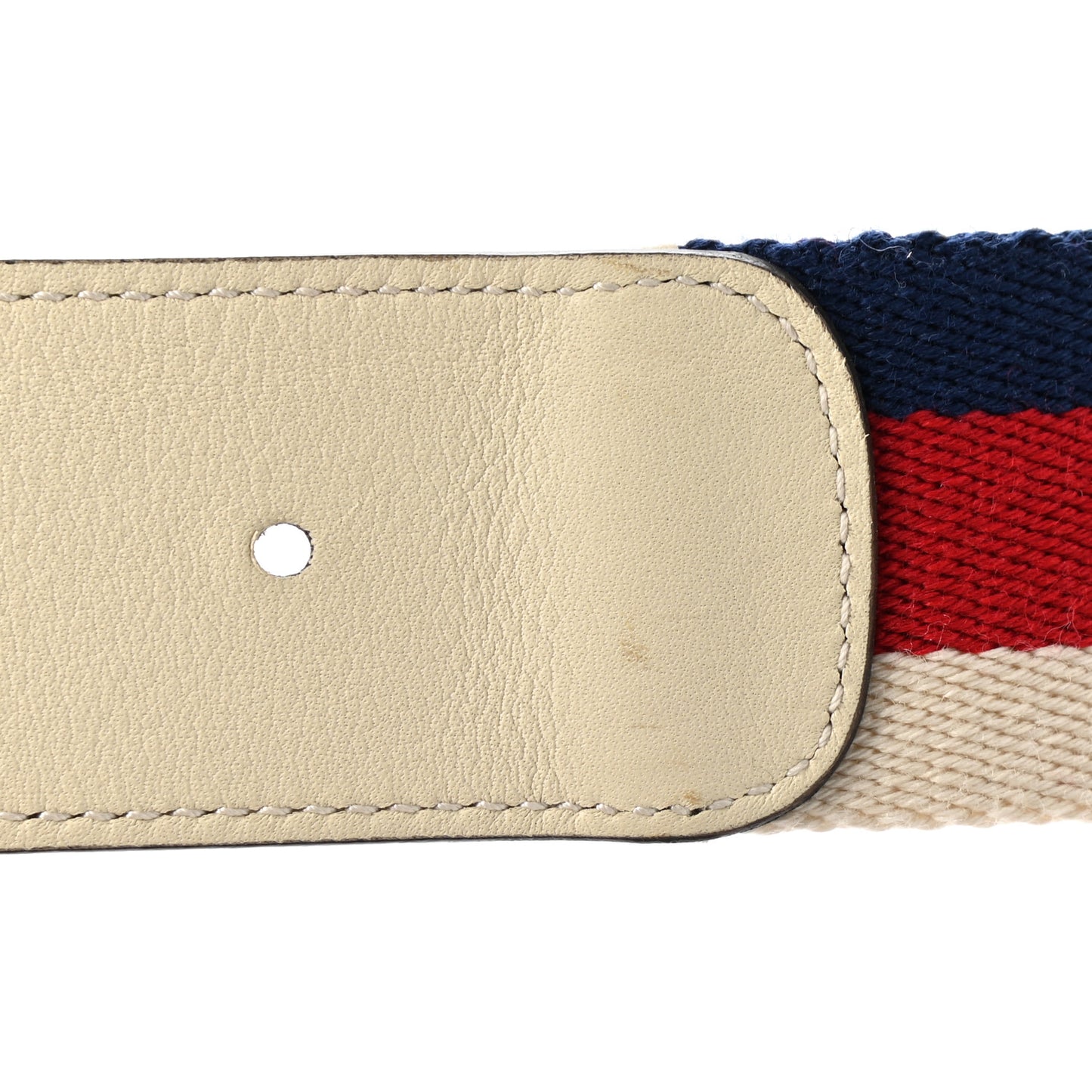 Nylon Calfskin Sylvie Web Double G 40mm Belt 80 32 Mystic White Hibiscus Red Maritime