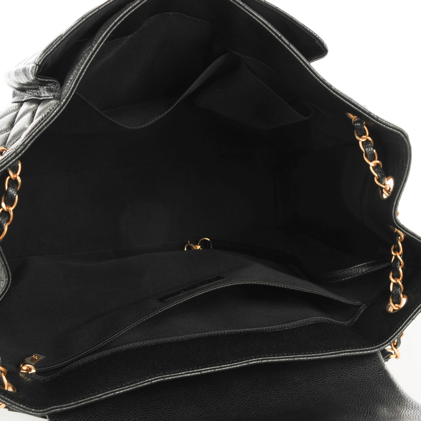 Caviar Quilted Flap Tote Black