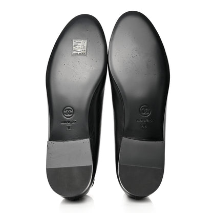 Chanel Lambskin Patent CC Cap Toe Ballerina Flats 38 Black 5 of 9