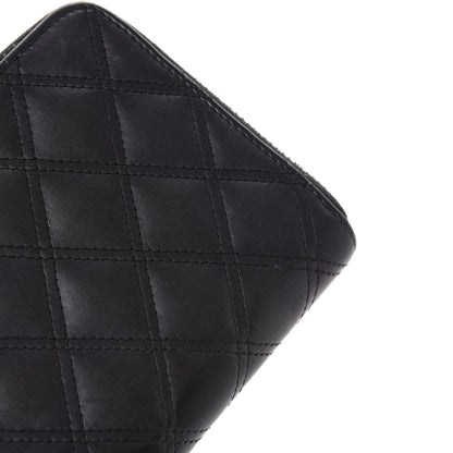 Chanel Lambskin Double Stitch Quilted Large Gusset Zip Around Wallet Black 12 of 19
