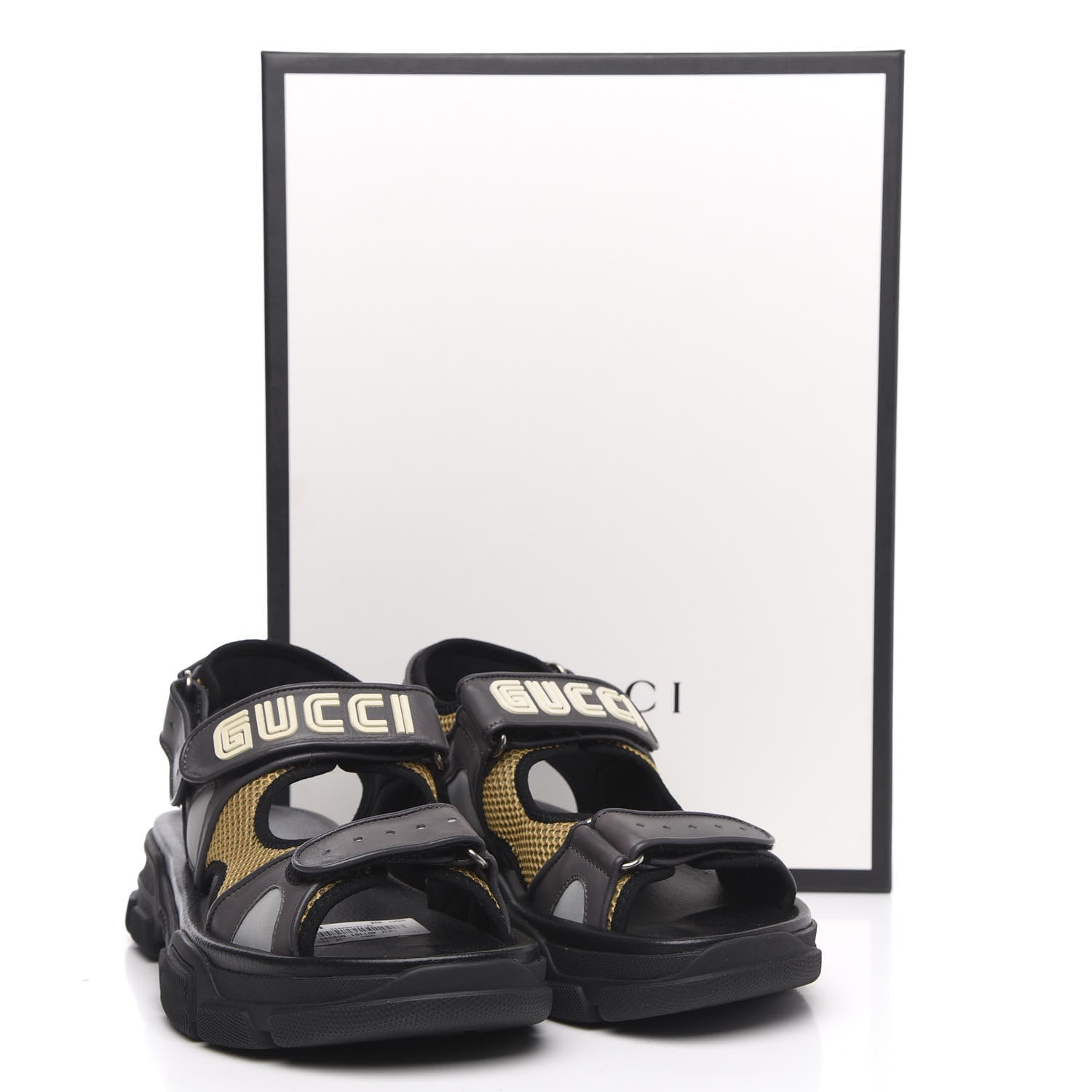 Gucci X SEGA Nappa Mesh Mens Aguru Sandals 9 Loess Black 10 of 10