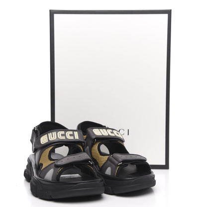 Gucci X SEGA Nappa Mesh Mens Aguru Sandals 9 Loess Black 10 of 10