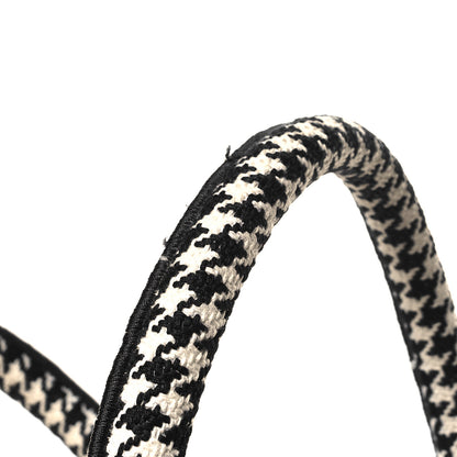 Christian Dior Canvas Houndstooth Embroidered Medium Book Tote Black White 13 of 13
