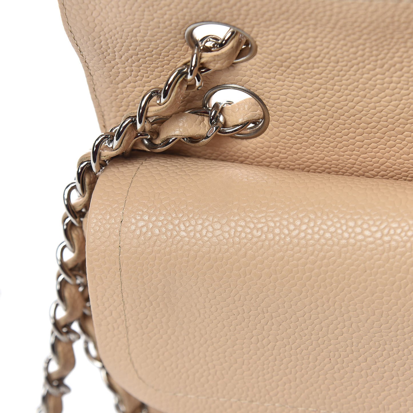 Caviar Quilted Medium Double Flap Beige Clair