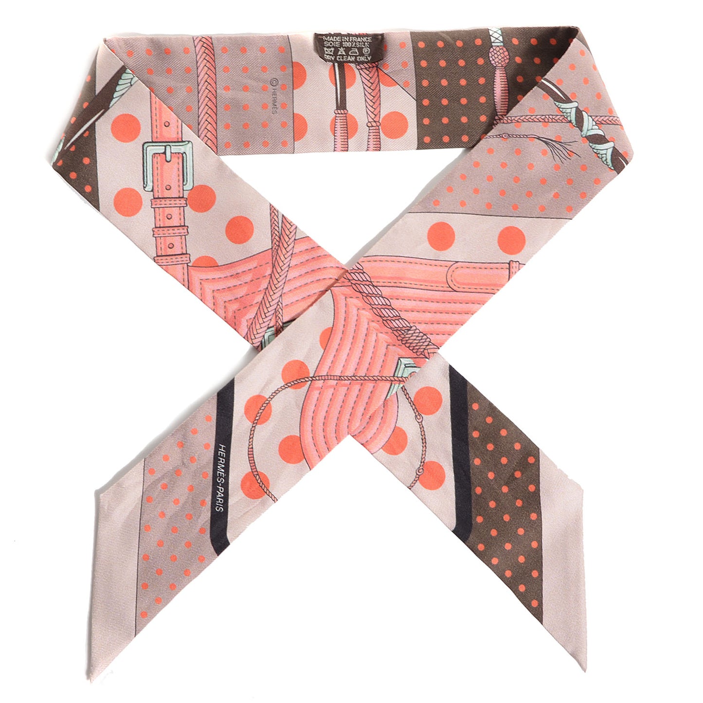 Silk Clic Clac a Pois Twilly Rose Nacre Marron Corail