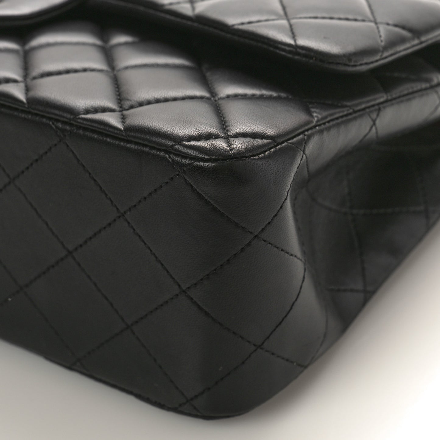 Lambskin Quilted Jumbo Double Flap Black