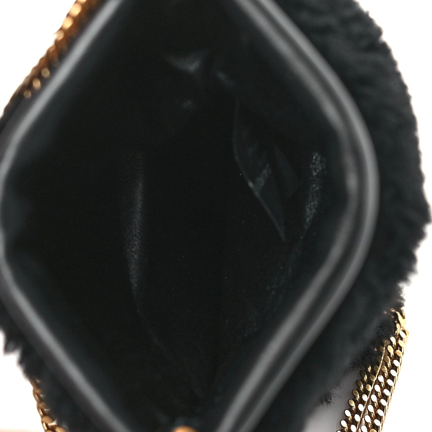 Shearling Mini Pac Pac Pouch On Chain Black