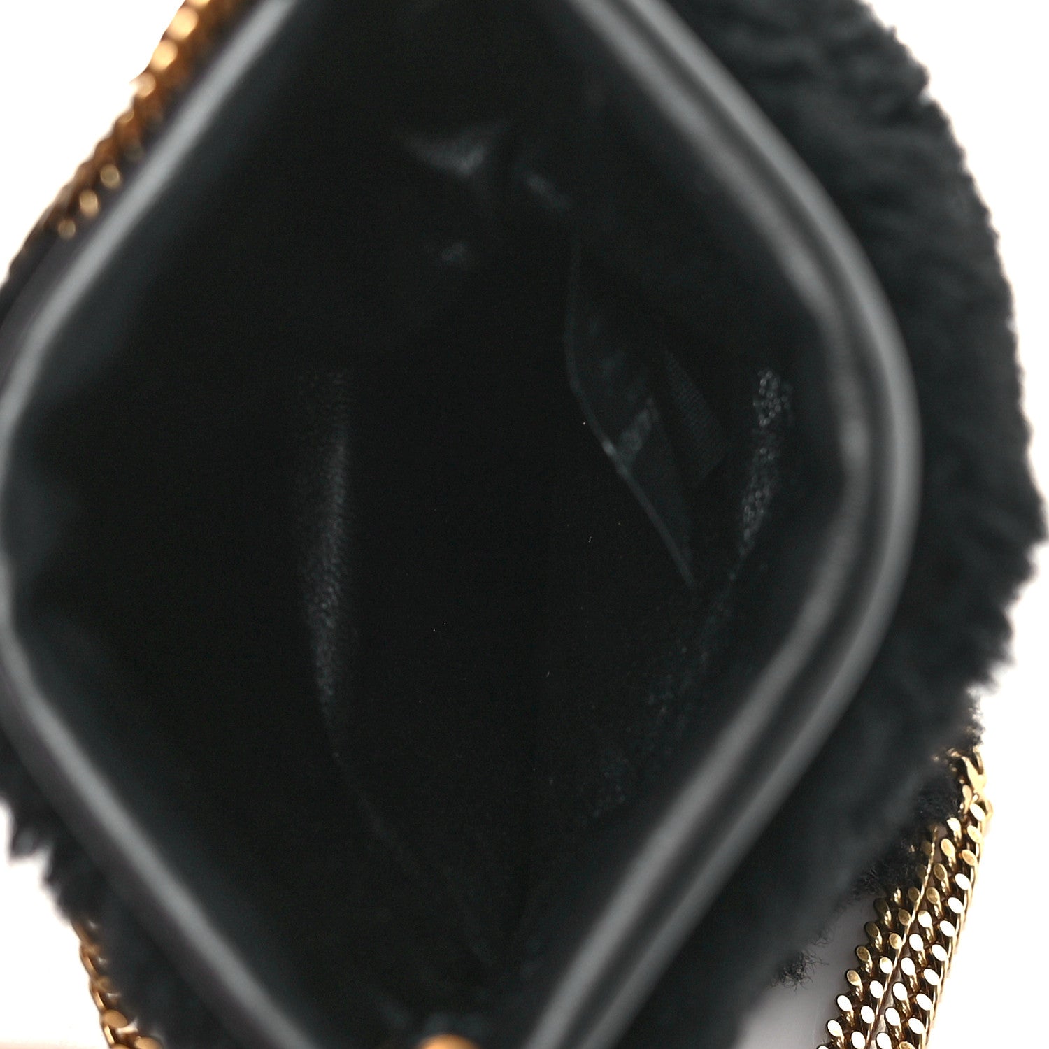 Saint Laurent Shearling Mini Pac Pac Pouch On Chain Black 5 of 9