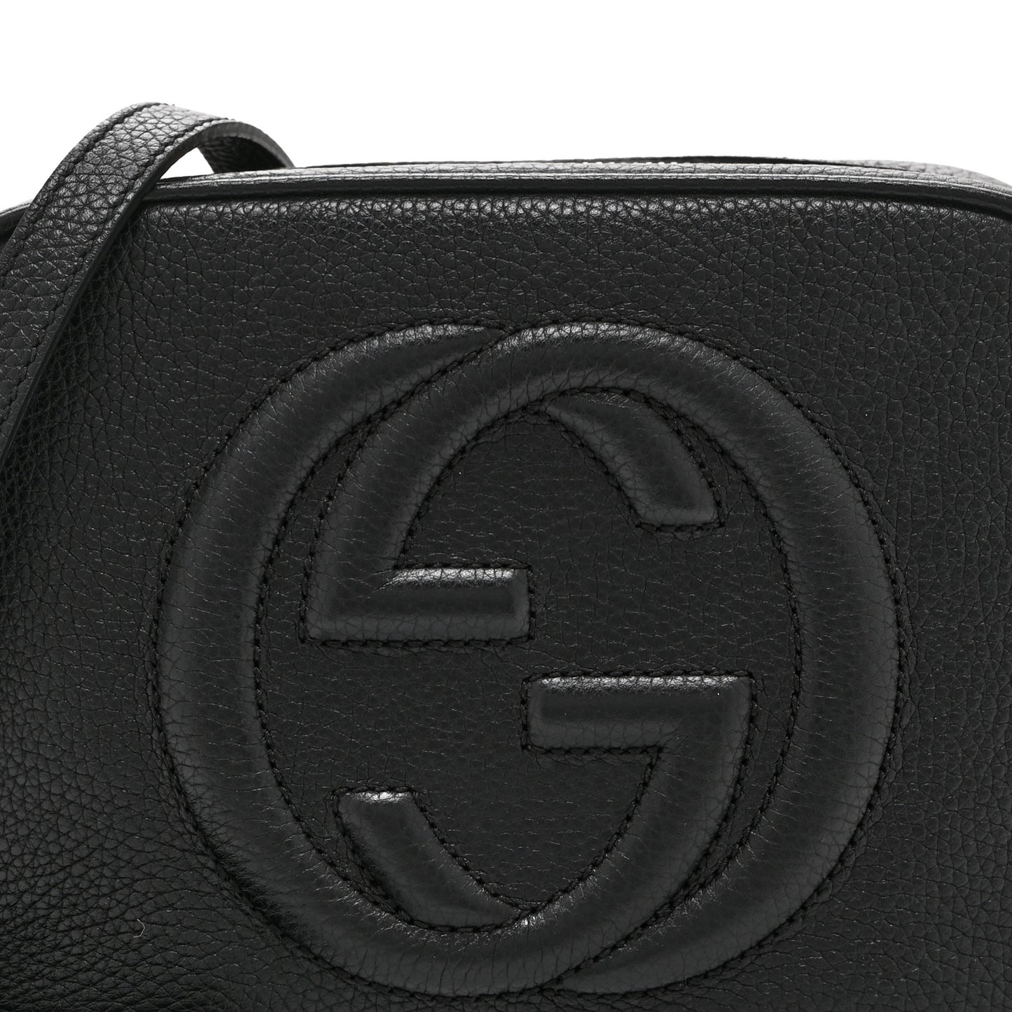 Pebbled Calfskin Small Soho Disco Bag Black