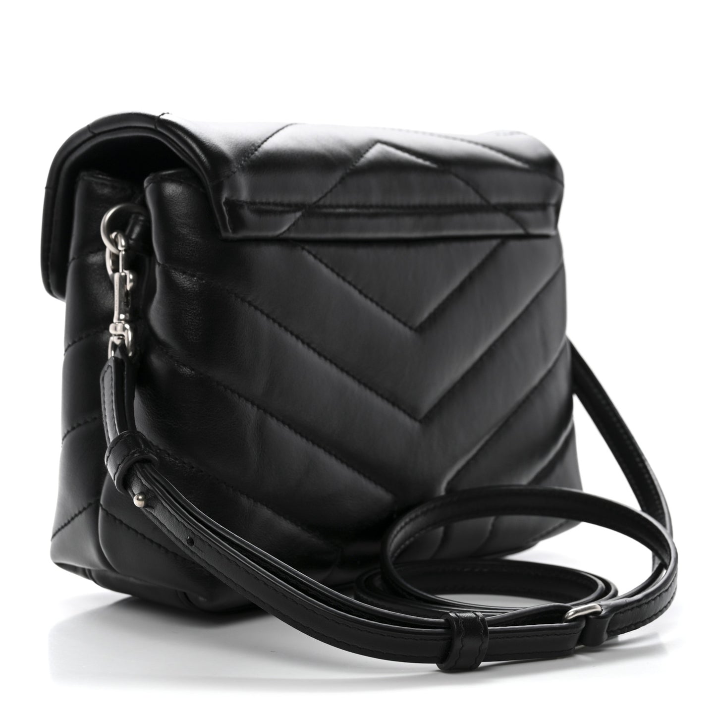 Calfskin Y Quilted Monogram Toy Loulou Crossbody Bag Black