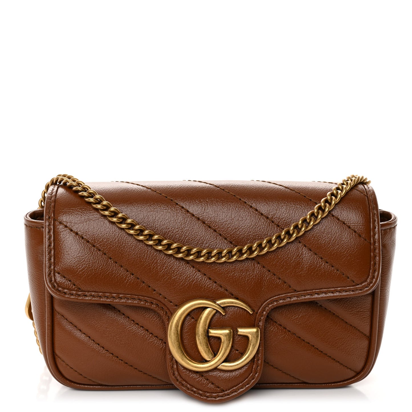 Azalea Calfskin Matelasse Diagonal Super Mini GG Marmont Shoulder Bag Cuir