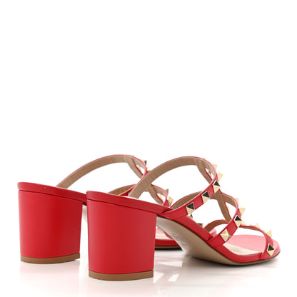 Valentino Garavani Calfskin Rockstud 60mm Caged Slide Sandals 37.5 Rosso Valentino 4 of 9