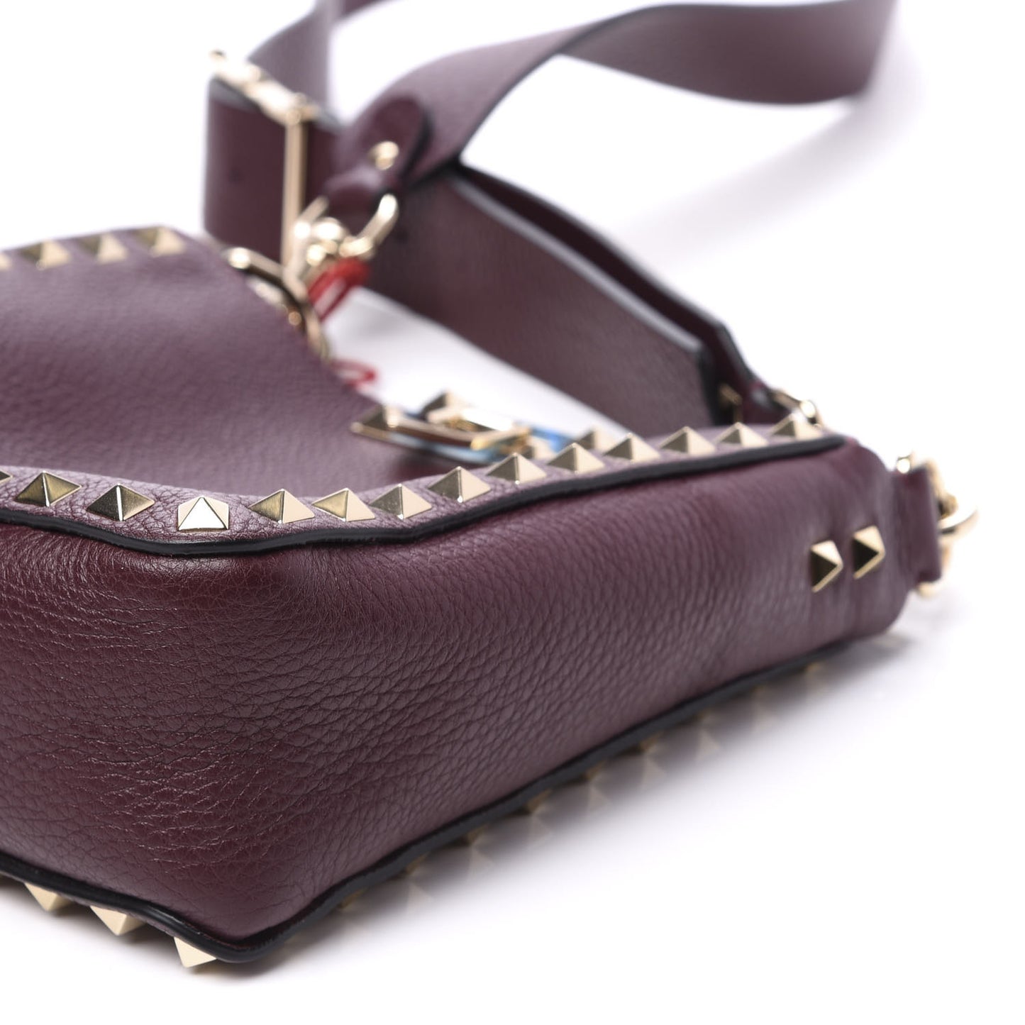 Pebbled Calfskin Mini Rockstud Flip-Lock Messenger Bag Rubin