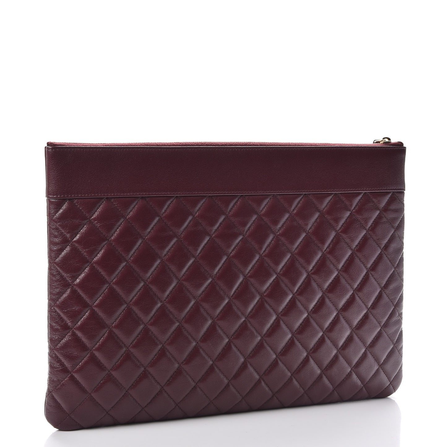 Sheepskin Quilted Large Vintage Mademoiselle Cosmetic Case Burgundy