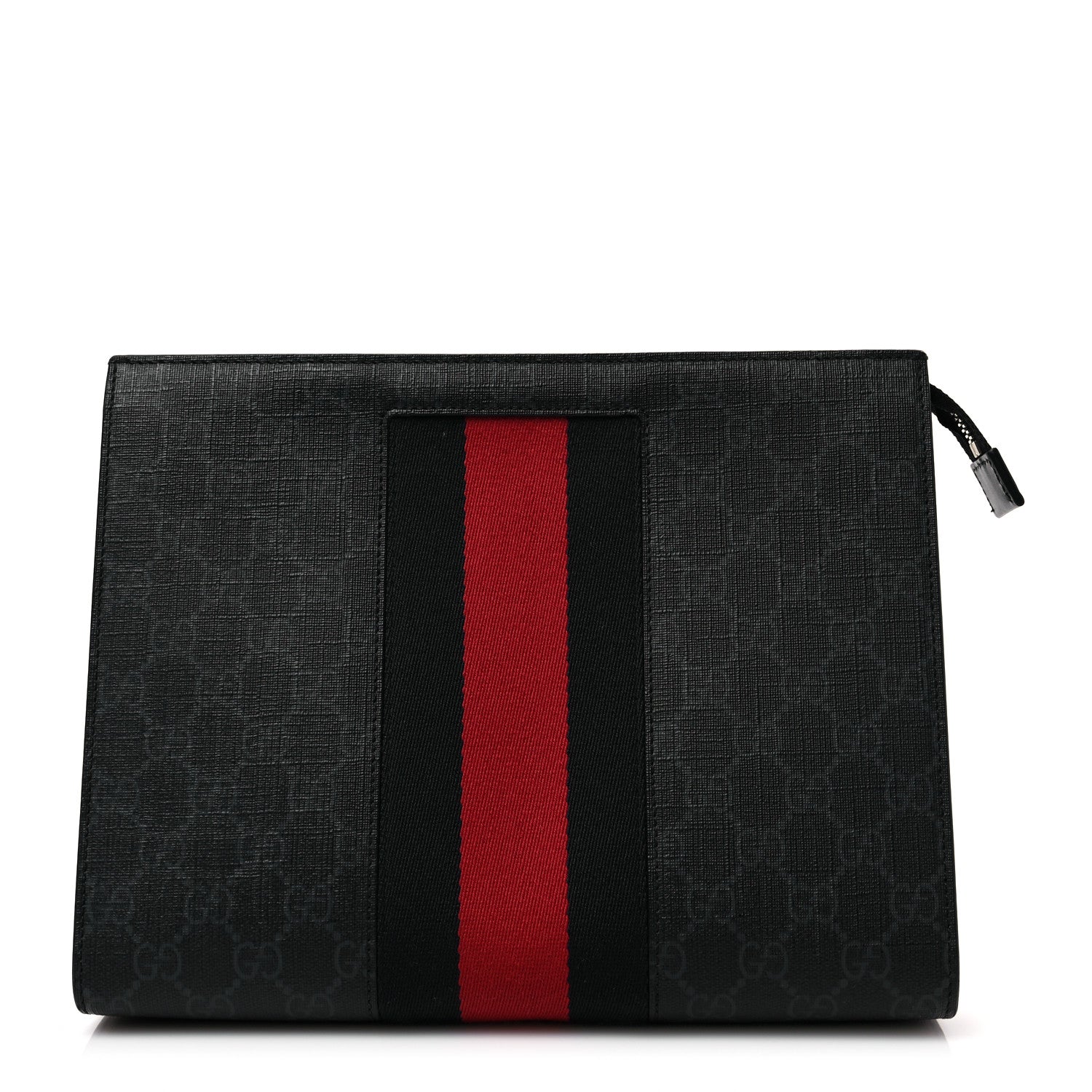 Gucci GG Supreme Monogram Selleria Calfskin Web New Web Cosmetic Case Black 1 of 9