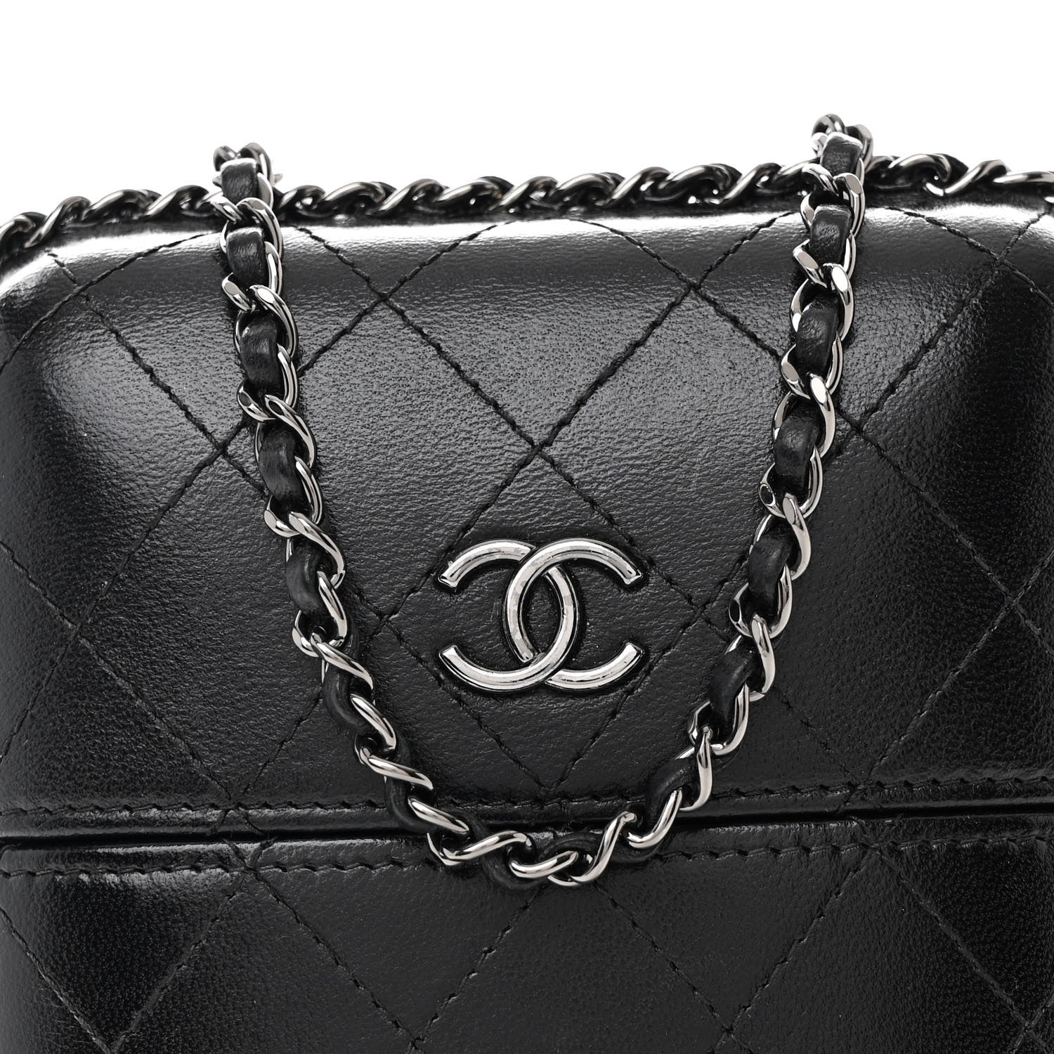 Chanel Lambskin Quilted Chain Around Phone Holder Black 8 of 11