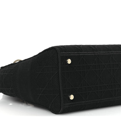 Christian Dior Canvas Embroidered Cannage Medium Lady D-Lite Black 9 of 12