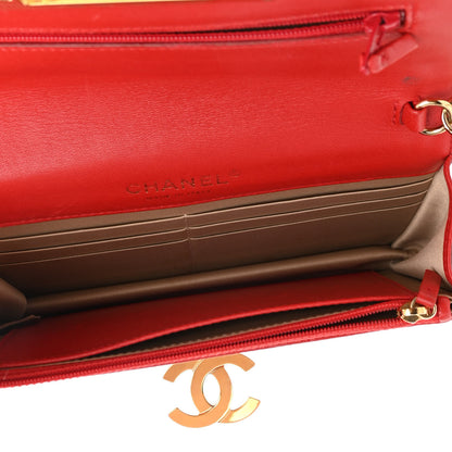Chanel Lambskin Quilted Golden Class Wallet on Chain WOC Red 5 of 13