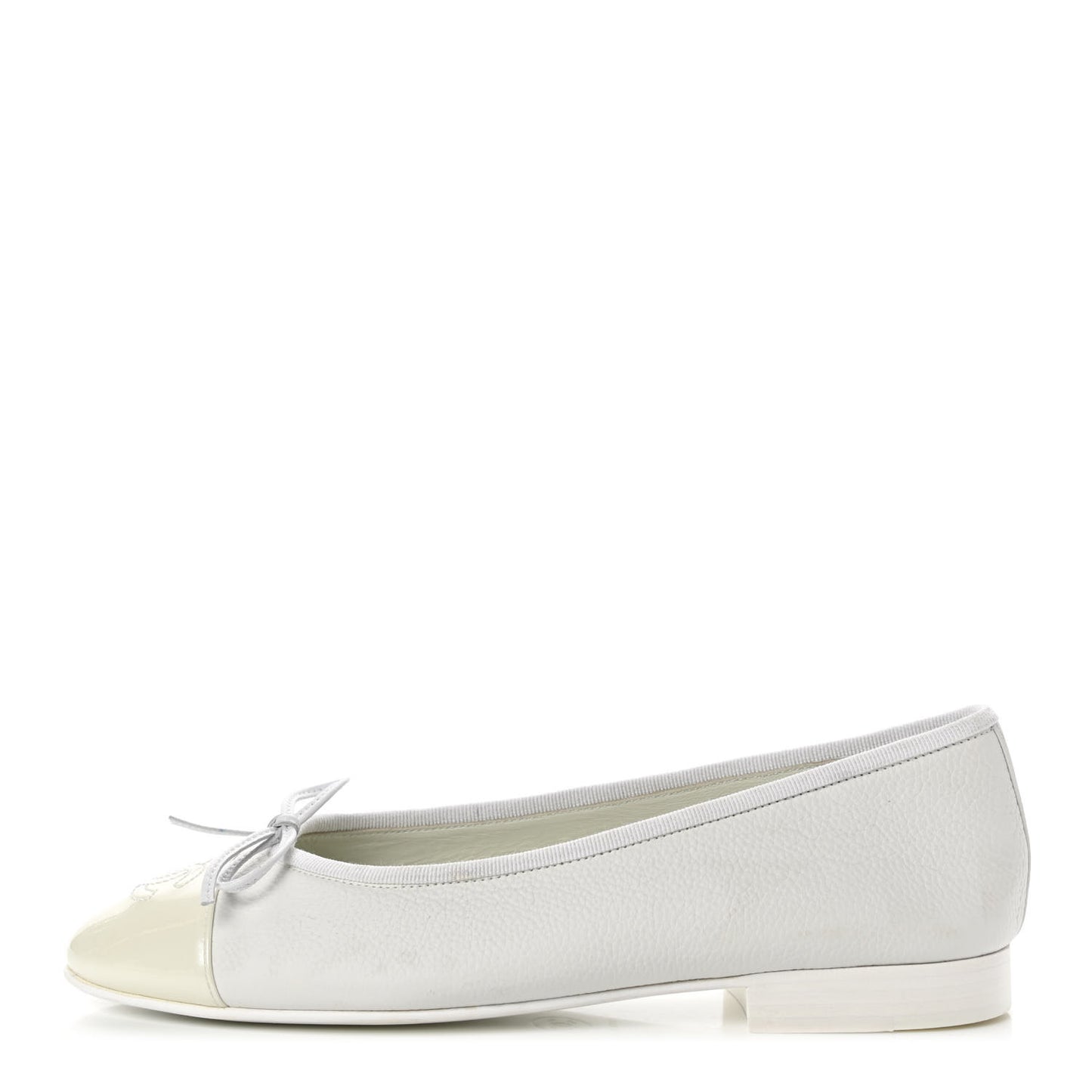 Calfskin Patent Cap Toe CC Ballerina Flats 36 White