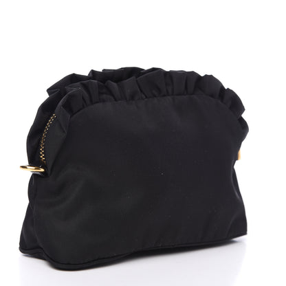 Prada Nylon Ruffle Cosmetic Pouch Black 2 of 9