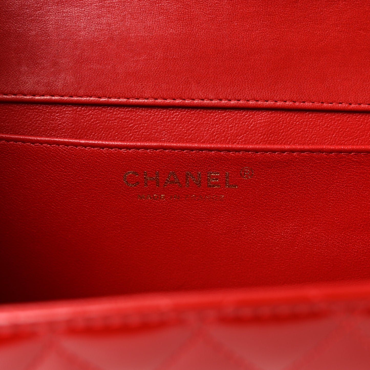 Glazed Calfskin Quilted East West Flap Red