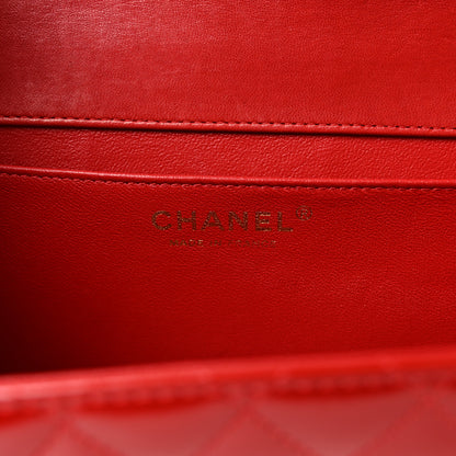 Chanel Glazed Calfskin Quilted East West Flap Red 6 of 10