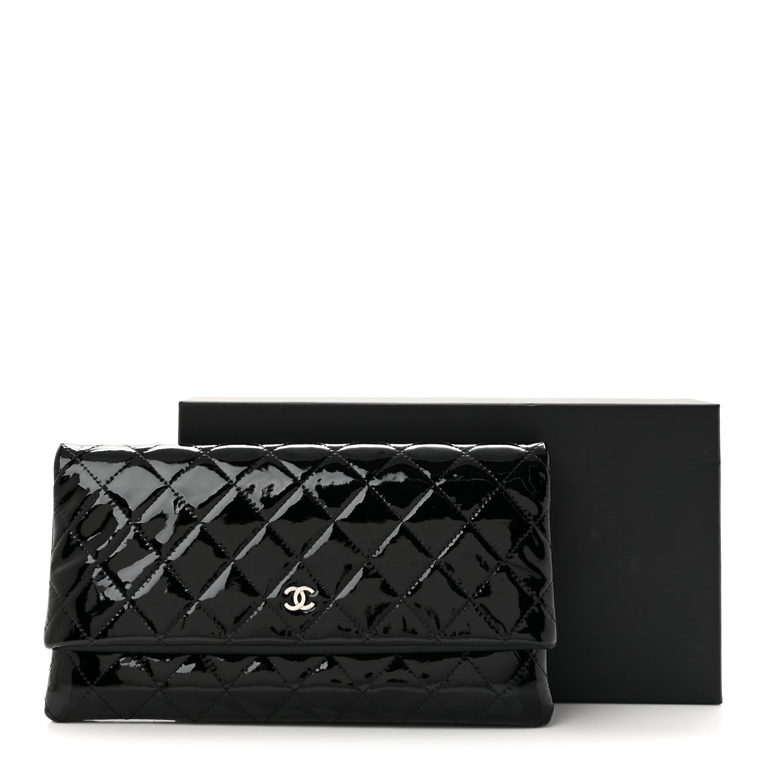 Chanel Patent Calfskin Quilted Beauty CC Clutch Black 8 of 8