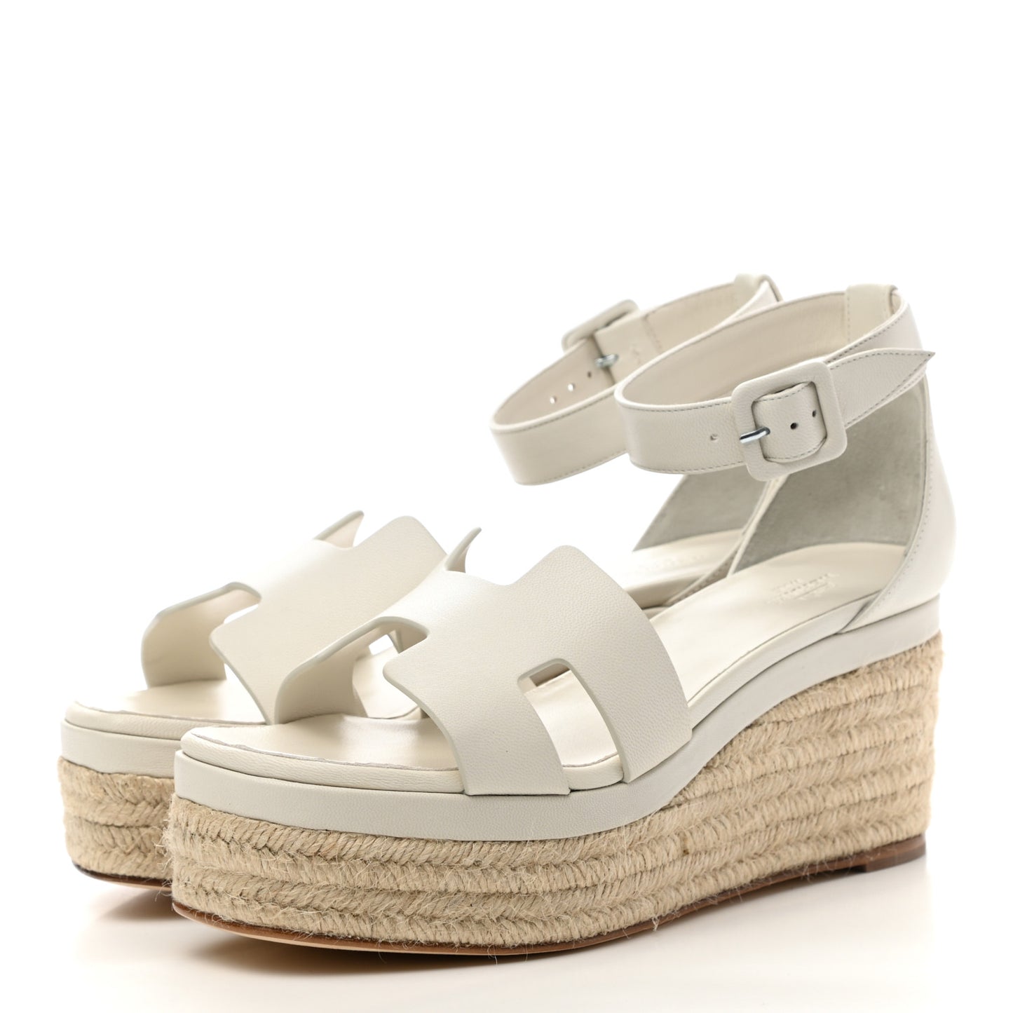 Goatskin Elda Espadrille Wedge Sandals 39 White