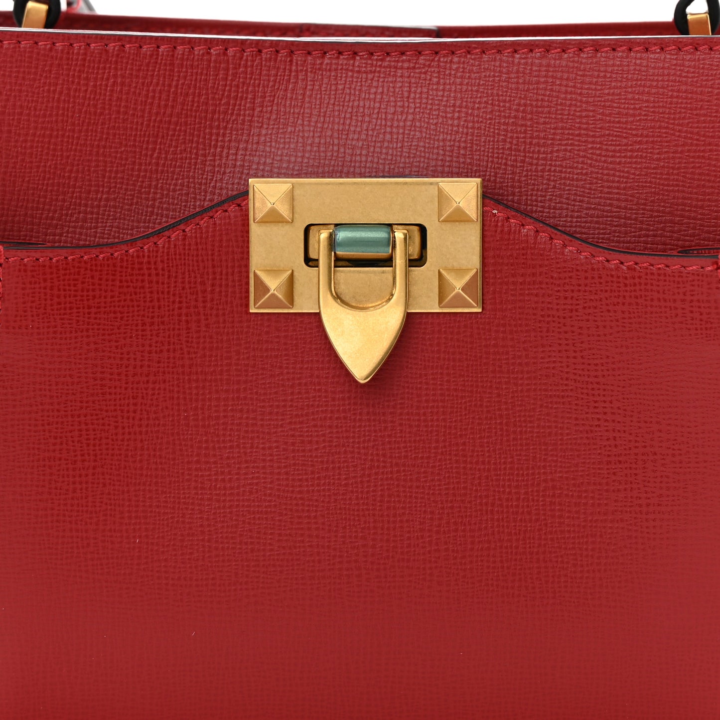 Vitello Small Rockstud Alcove Top-Handle Bag Rosso Valentino
