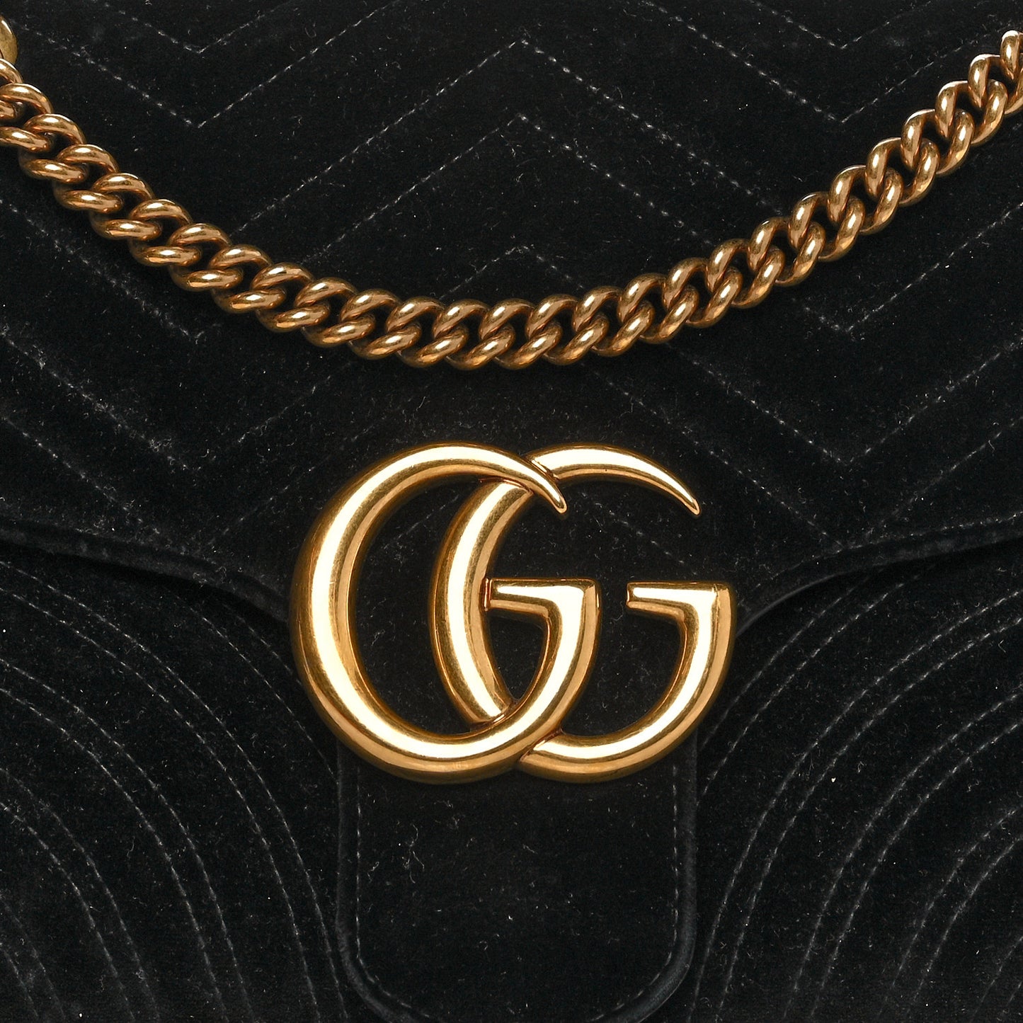 Velvet Matelasse Medium GG Marmont Shoulder Bag Black
