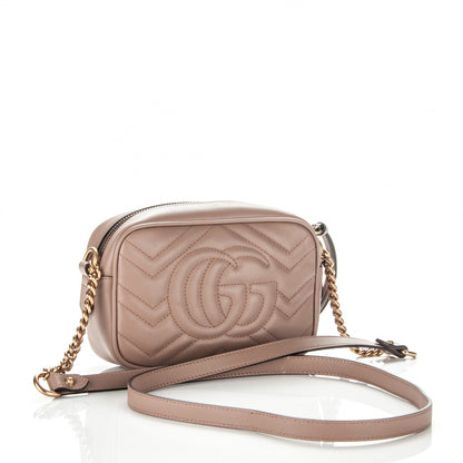 Gucci Calfskin Matelasse Mini GG Marmont Chain Shoulder Bag Porcelain Rose 3 of 8