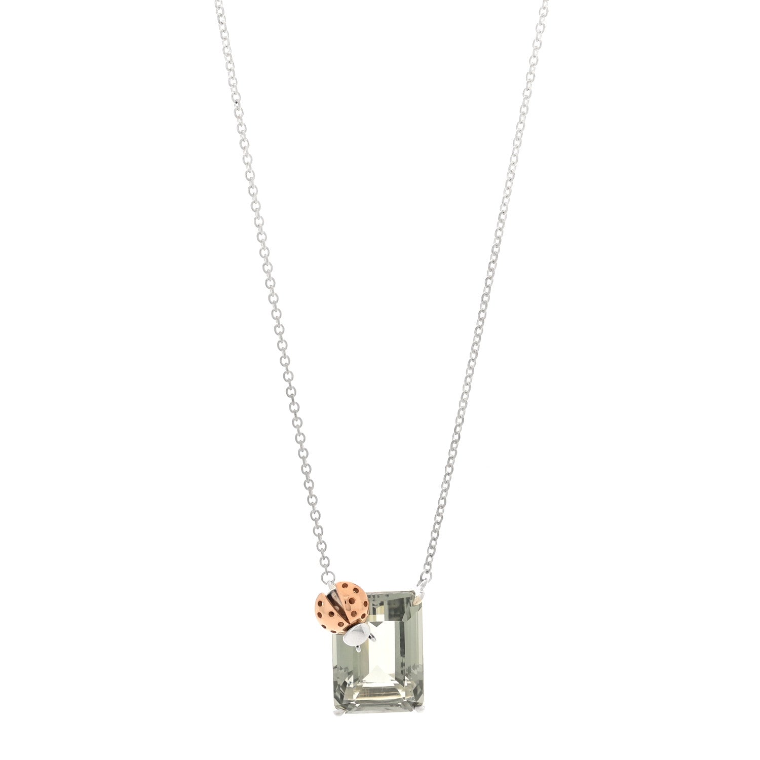 Tiffany Sterling Silver 18K Rose Gold Prasiolite Return to Tiffany Love Bugs Ladybug Necklace 1 of 5