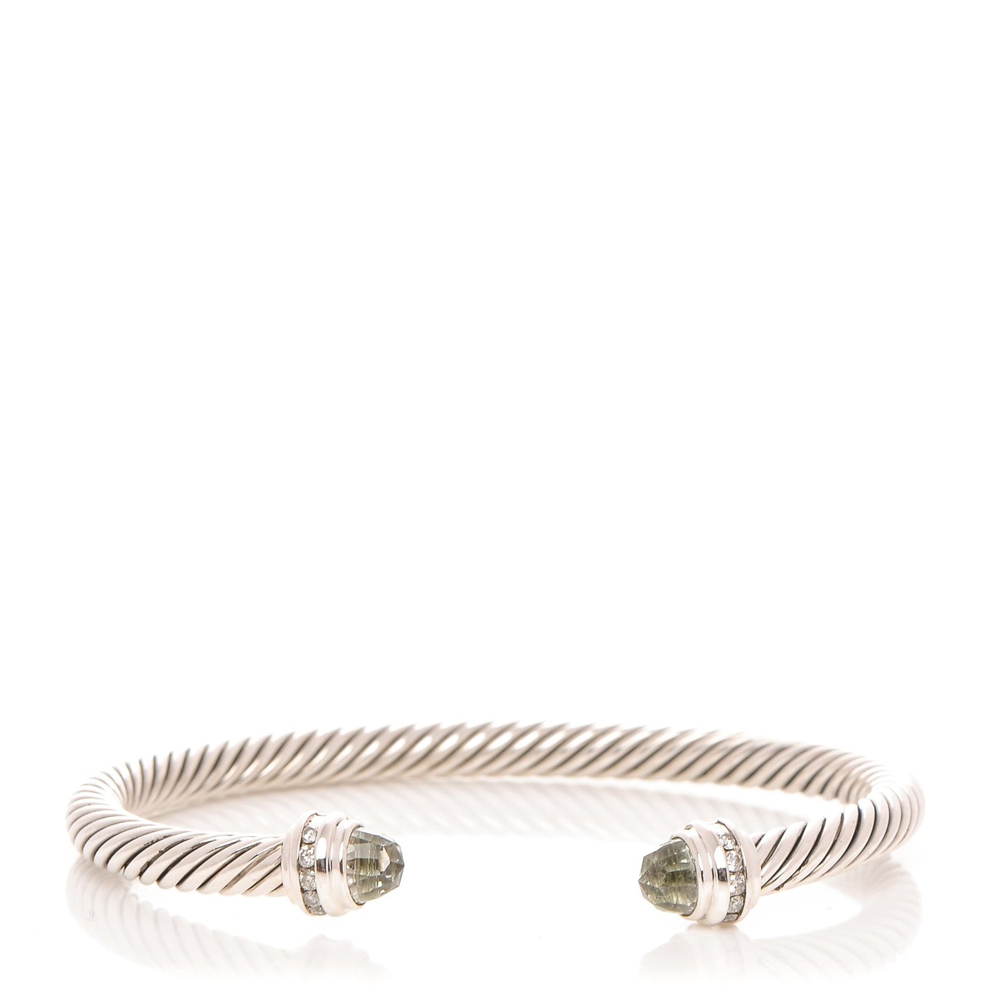 Sterling Silver Diamond Prasiolite 5mm Cable Classics Bracelet