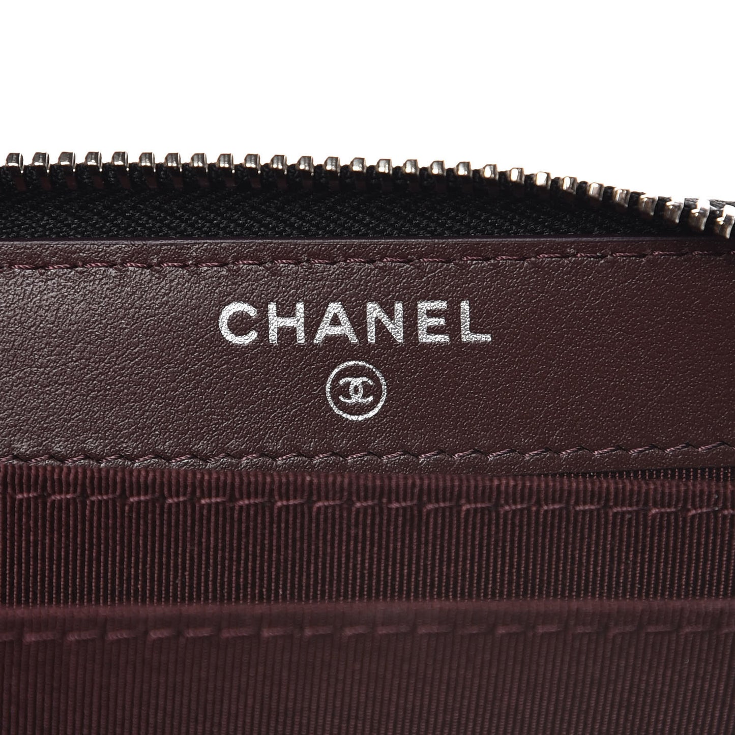 Caviar Chevron Quilted Zip Coin Purse Black