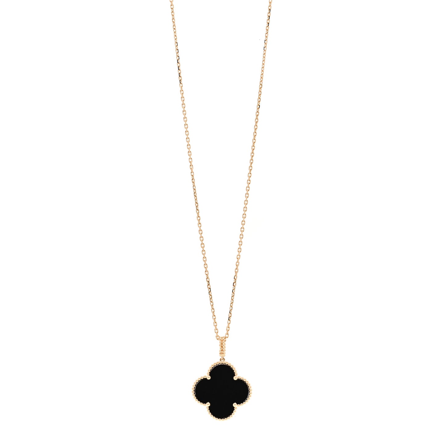 18K Yellow Gold Black Onyx Magic Alhambra Pendant Necklace